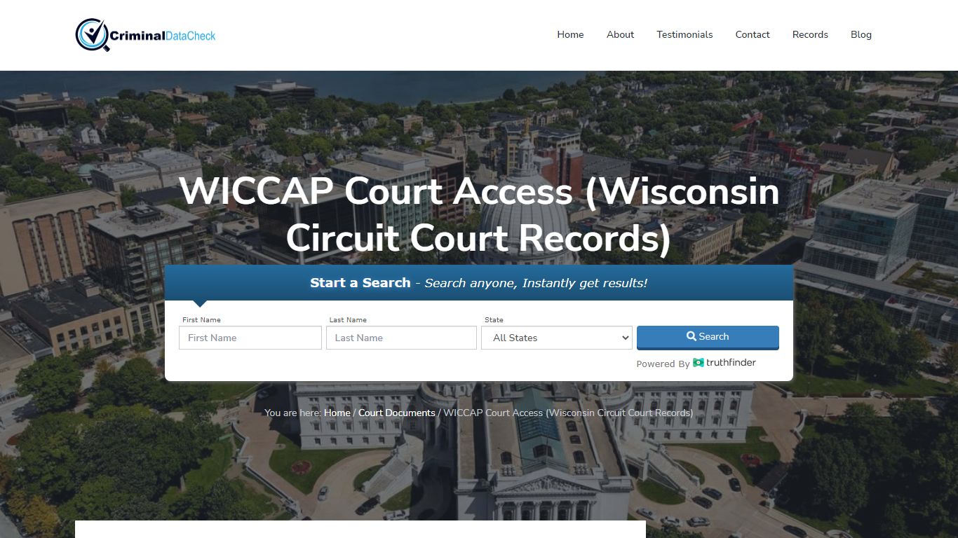 WICCAP Court Access (Wisconsin Circuit Court Records)